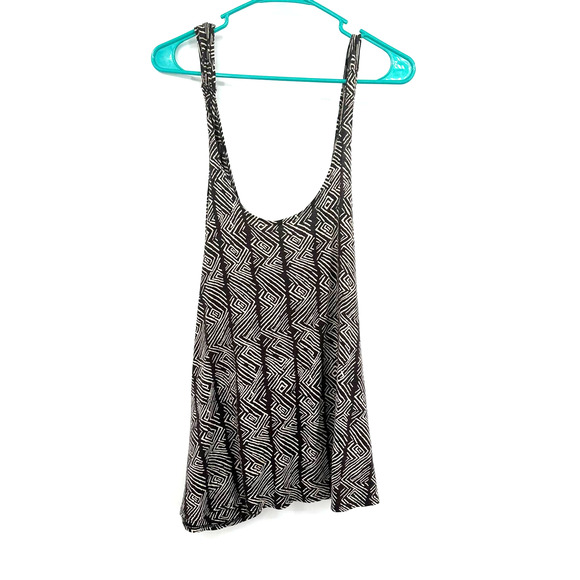 Volcom size small vinyl club tank crossover back tank top brown‎ cream print - Picture 1 of 5